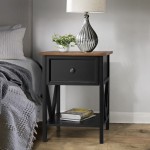 Natalee 19" 1 Drawer Wood Side Table - Rustic Oak/Black