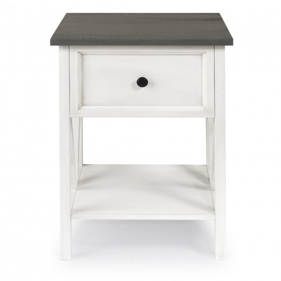 Natalee 19" 1 Drawer Wood Side Table - Grey/White Wash