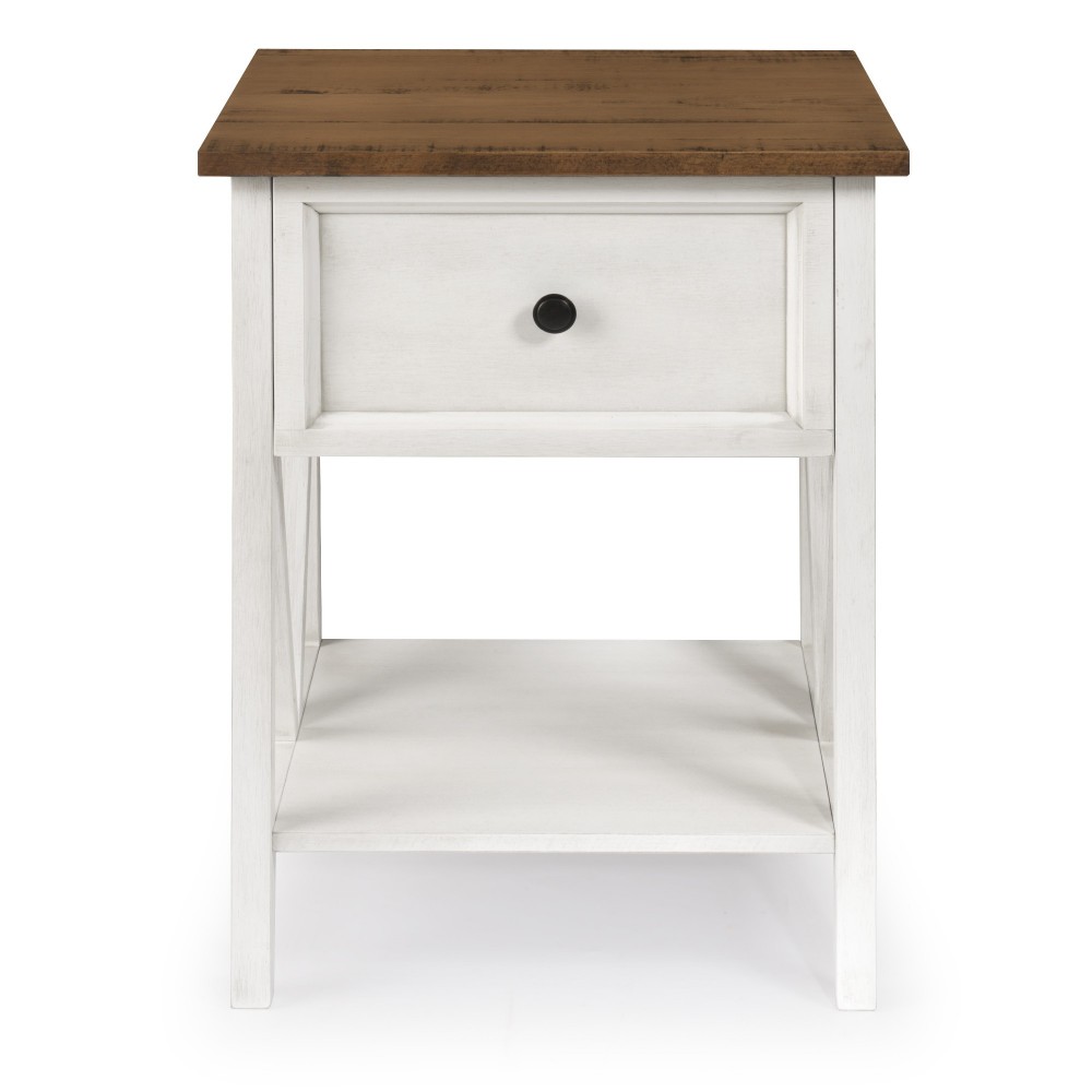 Natalee 19" 1 Drawer Wood Side Table - Rustic Oak/White Wash