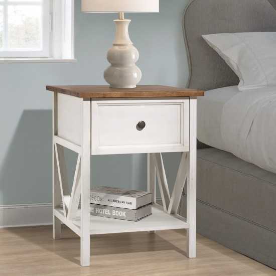 Natalee 19" 1 Drawer Wood Side Table - Rustic Oak/White Wash