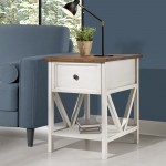 Natalee 19" 1 Drawer Wood Side Table - Rustic Oak/White Wash