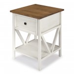 Natalee 19" 1 Drawer Wood Side Table - Rustic Oak/White Wash