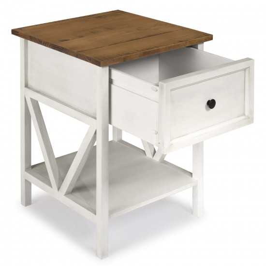 Natalee 19" 1 Drawer Wood Side Table - Rustic Oak/White Wash