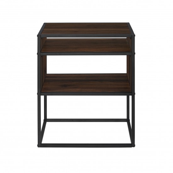 Jersey Industrial Modern Side Table - Dark Walnut