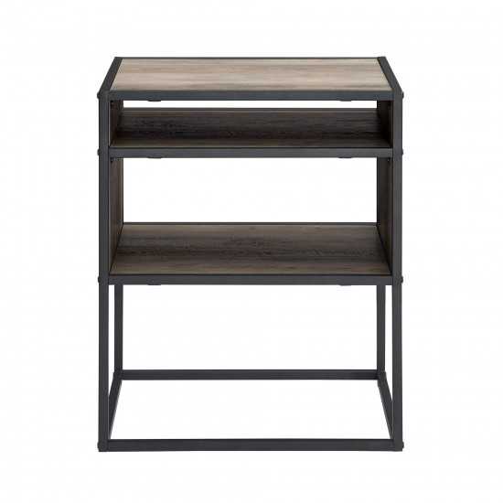 Jersey Industrial Modern Side Table - Grey Wash