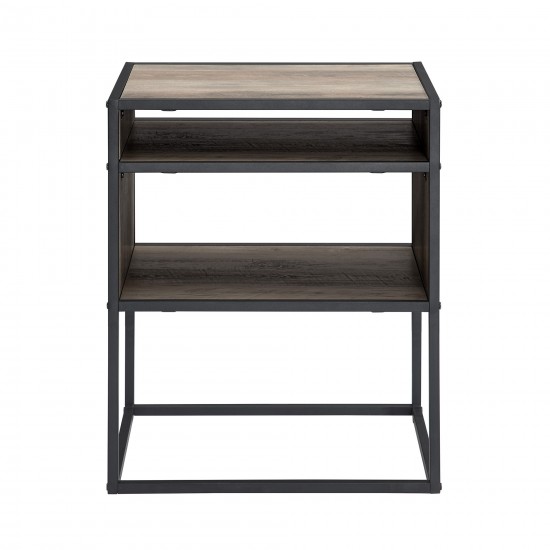 Jersey Industrial Modern Side Table - Grey Wash