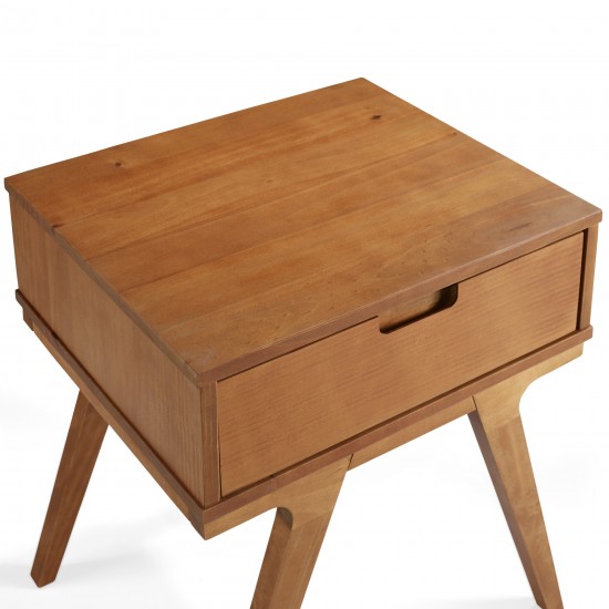 Mateo 1 Drawer Modern Side Table - Caramel