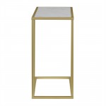 Modern End C Table - Faux White Marble/Gold