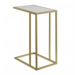 Modern End C Table - Faux White Marble/Gold