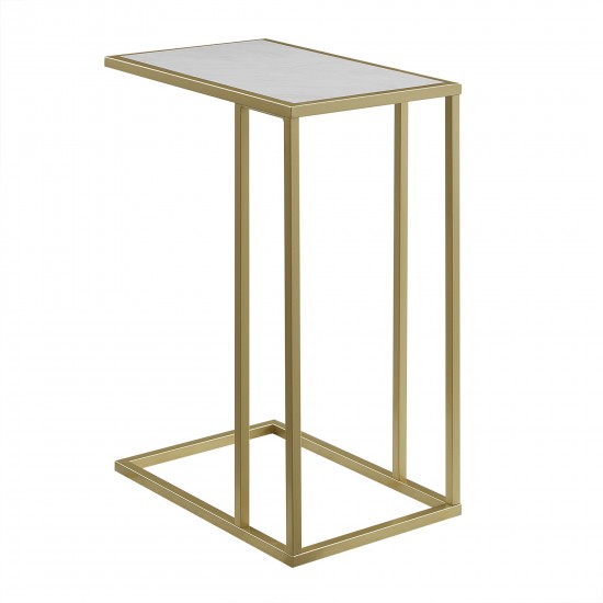 Modern End C Table - Faux White Marble/Gold