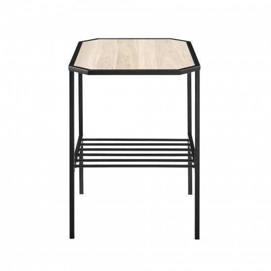 Dorothy 22" Tiered Metal and Wood Side Table - Birch