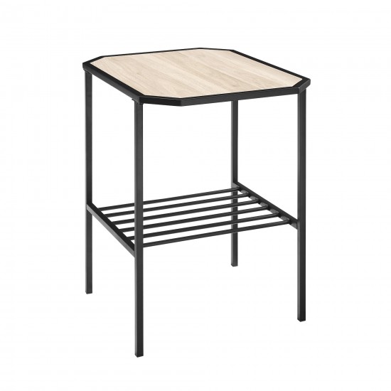 Dorothy 22" Tiered Metal and Wood Side Table - Birch