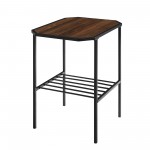 Dorothy 22" Tiered Metal and Wood Side Table - Dark Walnut