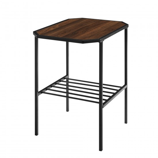 Dorothy 22" Tiered Metal and Wood Side Table - Dark Walnut