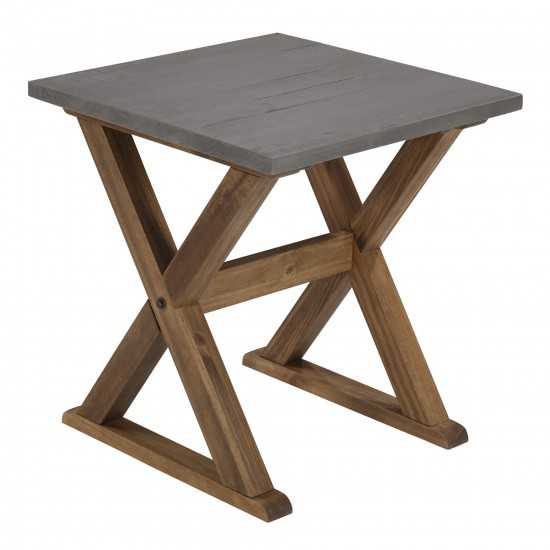 Robin 22" X Leg Solid Wood Side Table - Grey/Brown