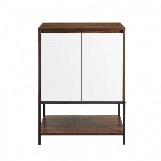 Nyman 24" 2 Door Accent Cabinet with Lower Shelf - Dark Walnut/Solid White