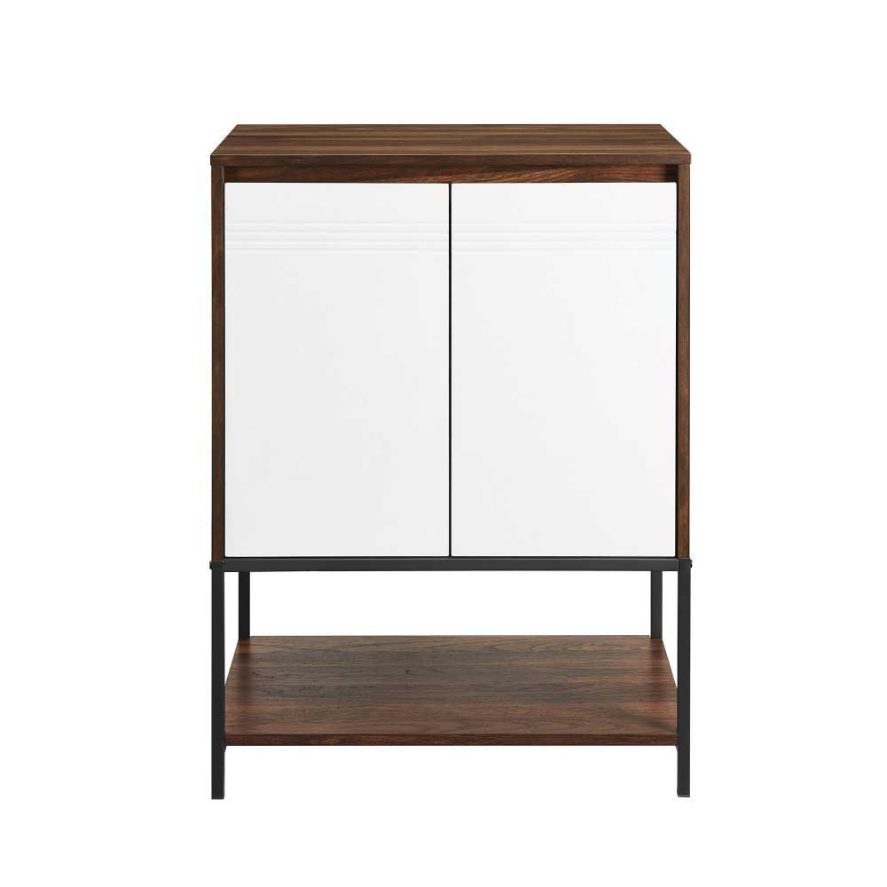 Nyman 24" 2 Door Accent Cabinet with Lower Shelf - Dark Walnut/Solid White Nyman 24" 2 Door Accent Cabinet with Lower Shelf - Dark Walnut/Solid White