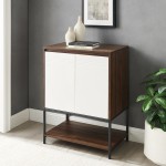 Nyman 24" 2 Door Accent Cabinet with Lower Shelf - Dark Walnut/Solid White