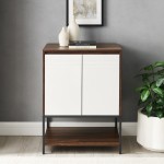 Nyman 24" 2 Door Accent Cabinet with Lower Shelf - Dark Walnut/Solid White