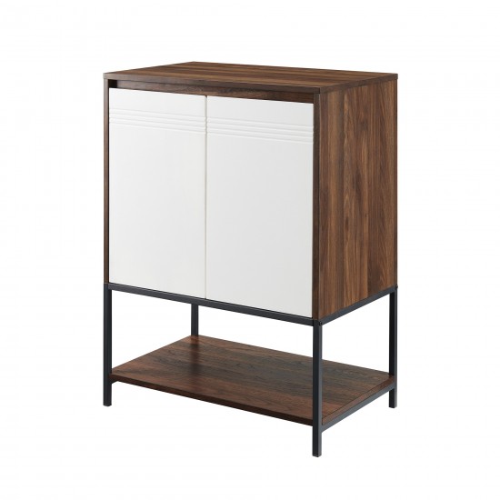 Nyman 24" 2 Door Accent Cabinet with Lower Shelf - Dark Walnut/Solid White