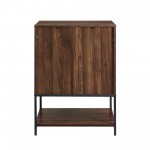 Nyman 24" 2 Door Accent Cabinet with Lower Shelf - Dark Walnut/Solid White