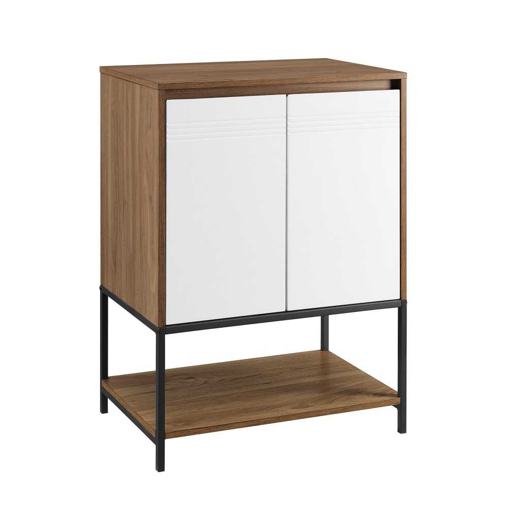 Nyman 24" 2 Door Accent Cabinet with Lower Shelf - English Oak/Solid White