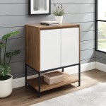 Nyman 24" 2 Door Accent Cabinet with Lower Shelf - English Oak/Solid White