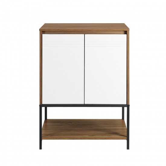 Nyman 24" 2 Door Accent Cabinet with Lower Shelf - English Oak/Solid White
