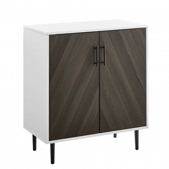 Hampton 28" Bookmatch Accent Cabinet - Ash Brown Bookmatch/Solid White