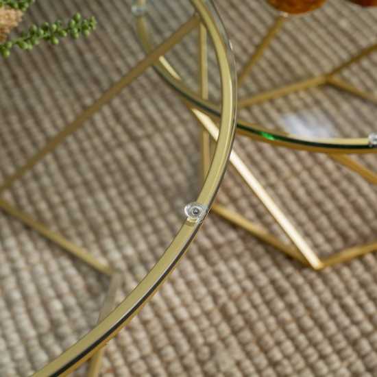 Geometric Modern Nesting Tables, Set of 2 - Glass/Gold