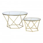 Geometric Modern Nesting Tables, Set of 2 - Glass/Gold