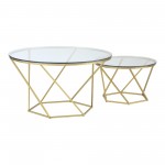 Geometric Modern Nesting Tables, Set of 2 - Glass/Gold