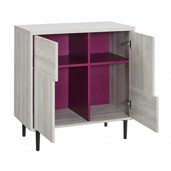 Addison 30" Modern Accent Cabinet - Birch/Magenta Interior