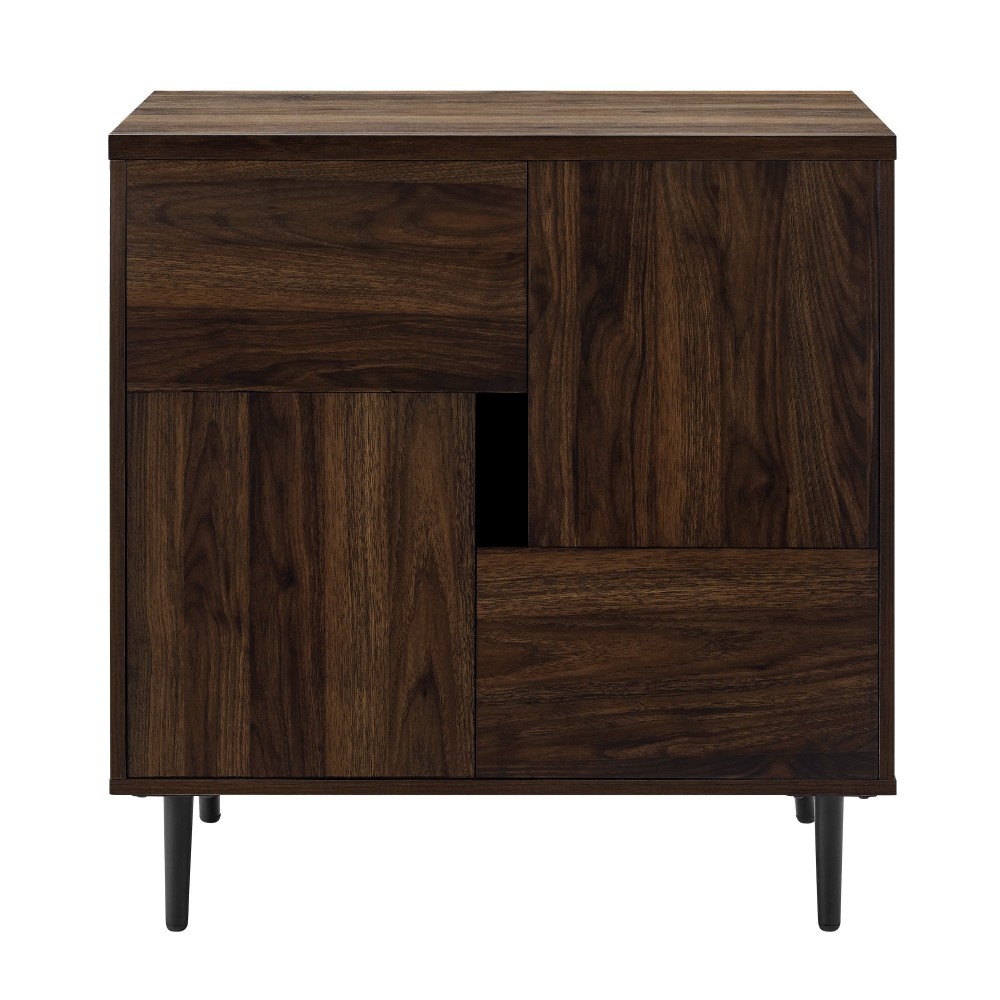 Addison 30" Modern Color Pop Accent Cabinet - Dark Walnut/Navy Interior