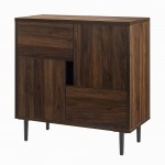 Addison 30" Modern Color Pop Accent Cabinet - Dark Walnut/Navy Interior