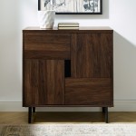 Addison 30" Modern Color Pop Accent Cabinet - Dark Walnut/Navy Interior