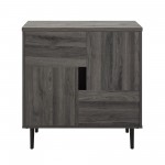 Addison 30" Modern Color Pop Accent Cabinet - Slate Grey/Red Interior