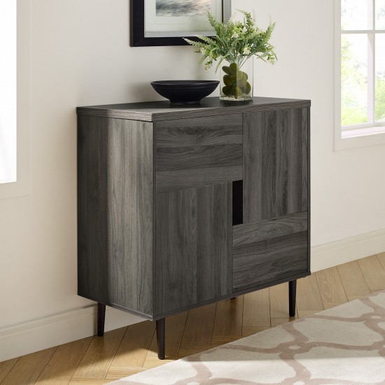 Addison 30" Modern Color Pop Accent Cabinet - Slate Grey/Red Interior