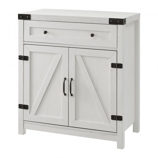 30" Farmhouse Barn Door Accent Cabinet - Brushed White