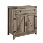 30" Farmhouse Barn Door Accent Cabinet - Grey Wash