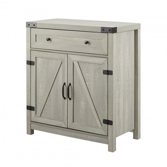 30" Farmhouse Barn Door Accent Cabinet - Stone Grey