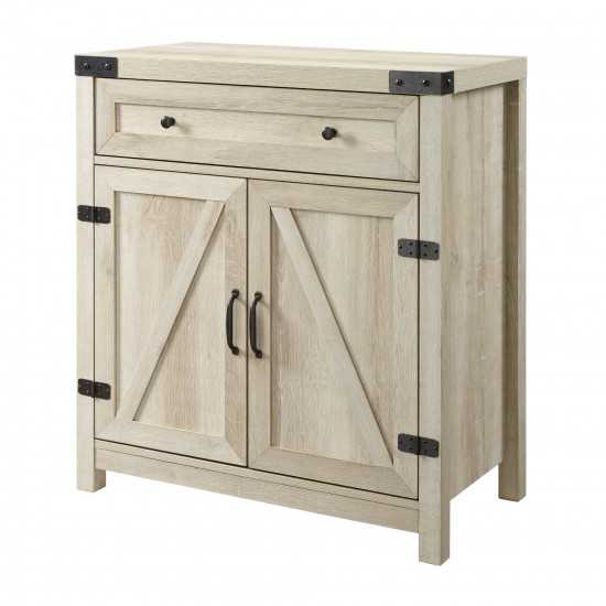 30" Farmhouse Barn Door Accent Cabinet - White Oak