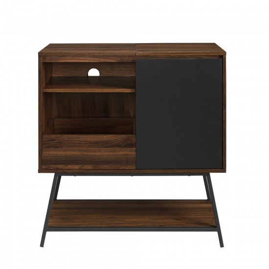 Bonnie 30" Record Player Accent Cabinet - Solid Black/Dark Walnut