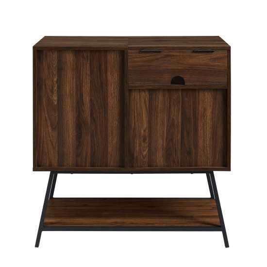 Bonnie 30" Record Player Accent Cabinet - Solid Black/Dark Walnut