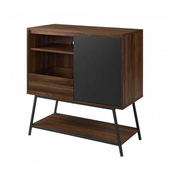 Bonnie 30" Record Player Accent Cabinet - Solid Black/Dark Walnut