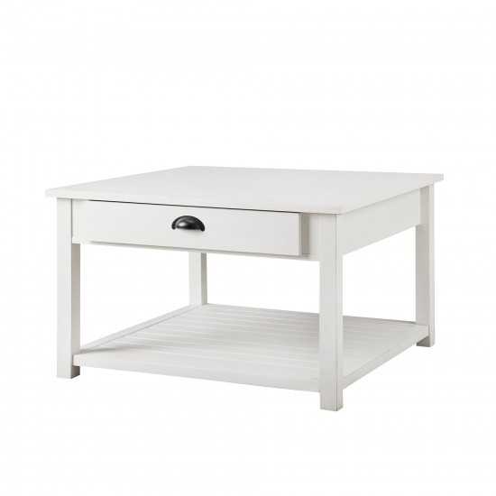 30" Square Country Coffee Table - Brushed White