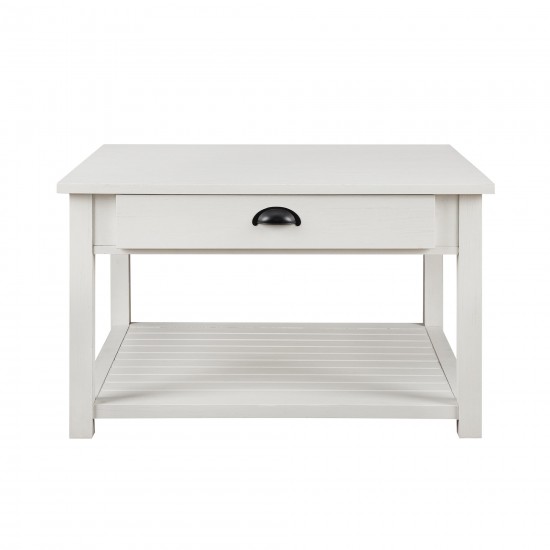 30" Square Country Coffee Table - Brushed White