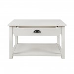 30" Square Country Coffee Table - Brushed White