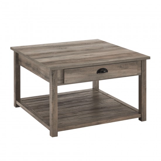 30" Square Country Coffee Table - Grey Wash