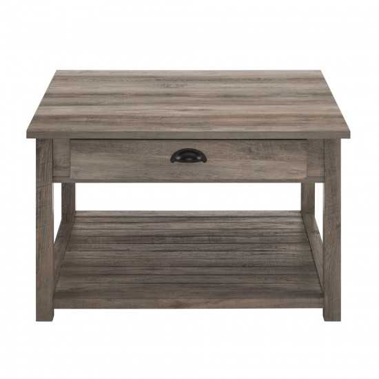 30" Square Country Coffee Table - Grey Wash